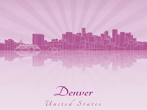 De skyline van Denver in paarse stralende orchid — Stockvector
