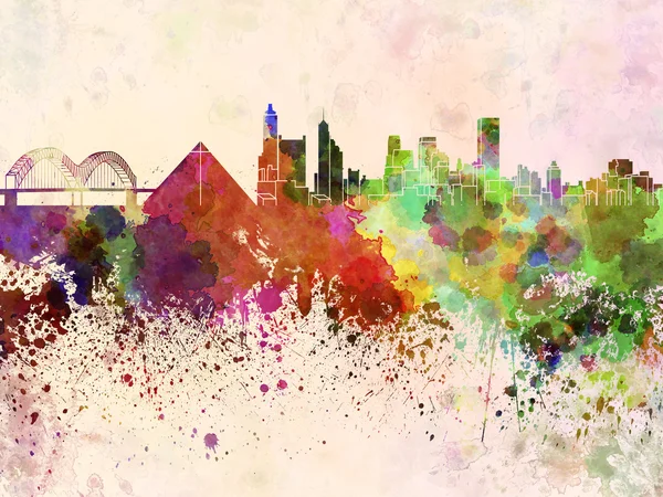 Memphis skyline em fundo aquarela — Fotografia de Stock