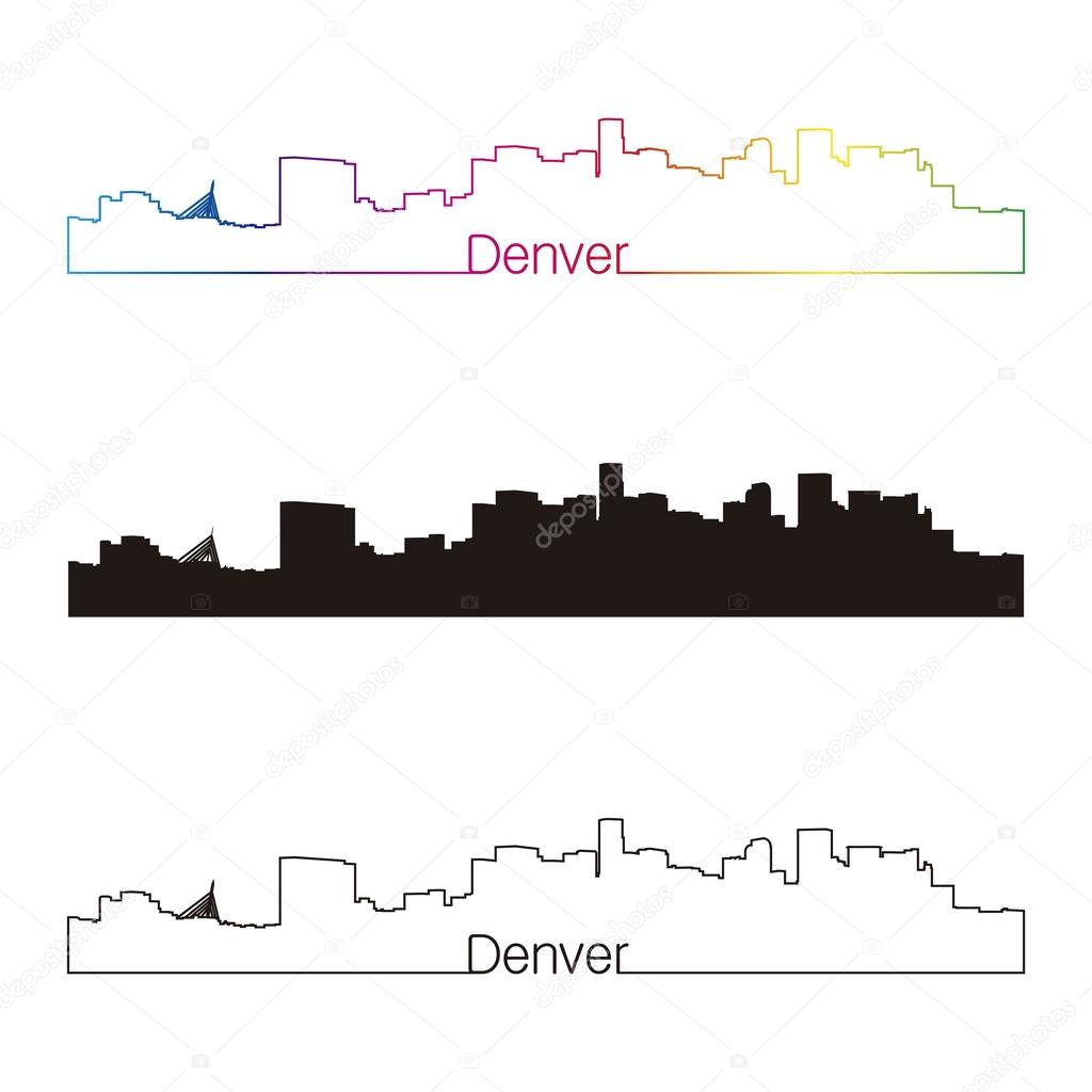 Denver skyline linear style with rainbow Stock Vector