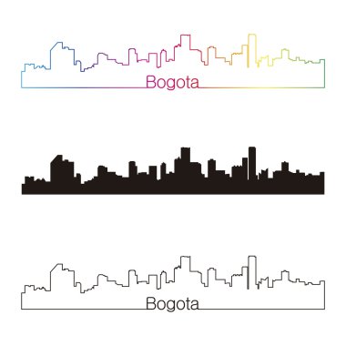 Bogota skyline doğrusal stiliyle gökkuşağı