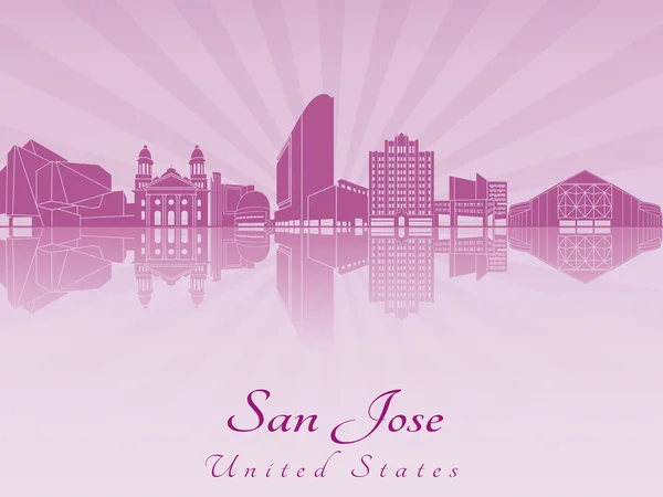 San jose skyline in paarse stralende orchid — Stockvector