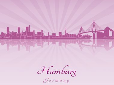 Hamburg manzarası içinde mor parlak orkide