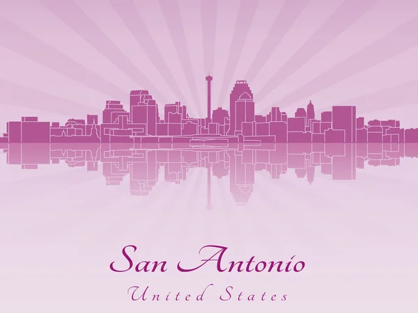紫色的辐射兰花的圣安东尼奥天际线 — 图库矢量图片