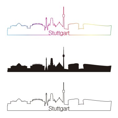 Stuttgart skyline doğrusal stiliyle gökkuşağı