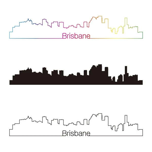 Brisbane skyline estilo lineal con arco iris — Archivo Imágenes Vectoriales