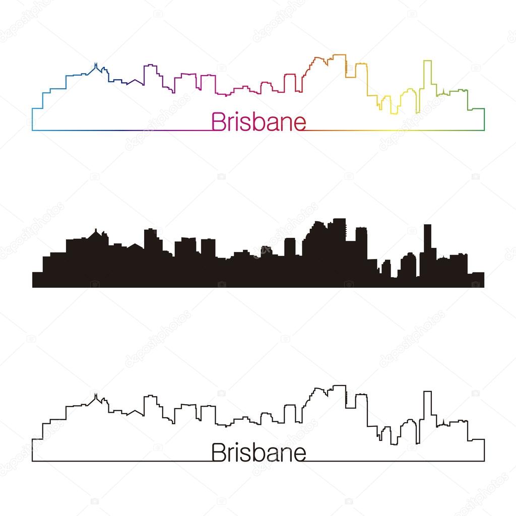 Brisbane skyline linear style with rainbow