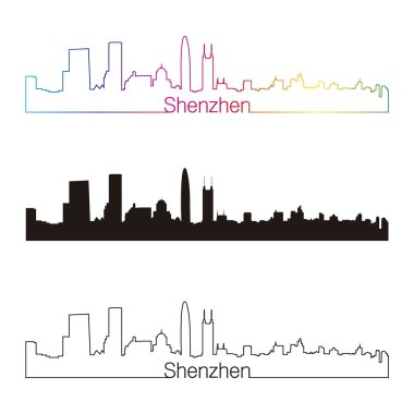 Shenzhen skyline linear style with rainbow clipart