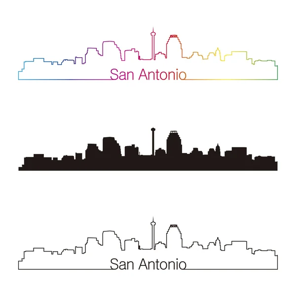 San Antonio skyline linear style with rainbow — Stock Vector