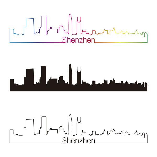 Shenzhen skyline linear style with rainbow