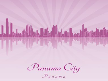 Panama şehir manzarası içinde mor parlak orkide