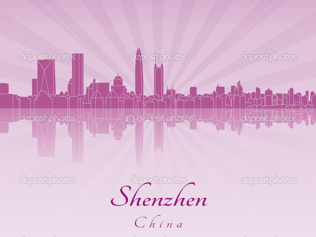Shenzhen skyline in purple radiant orchid