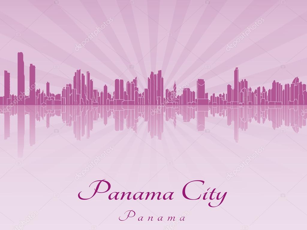 Panama City skyline in purple radiant orchid