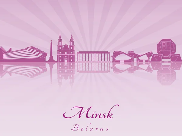 Minsk skyline in purple radiant orchid — Stock Vector