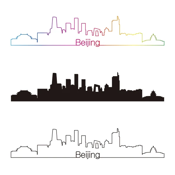 Beijing panoramę styl liniowy z rainbow — Wektor stockowy