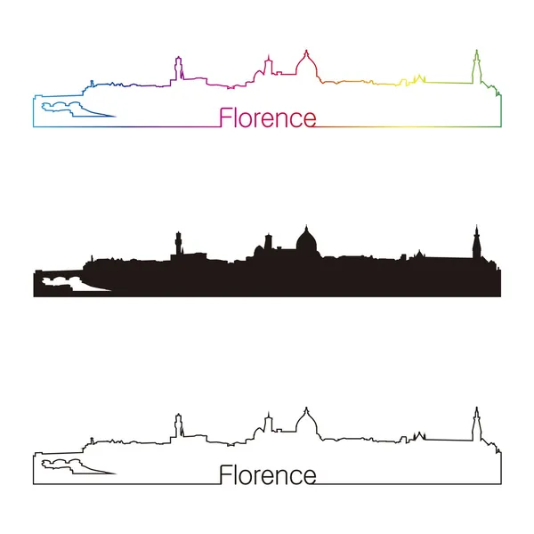 Florens skyline linjär stil med regnbåge — Stock vektor