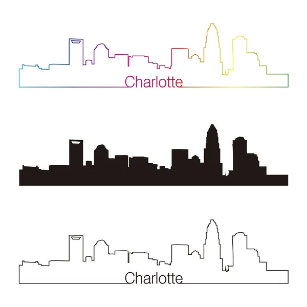 Charlotte skyline estilo lineal con arco iris — Archivo Imágenes Vectoriales