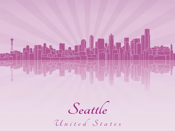 Seattle skyline in paarse stralende orchid — Stockvector