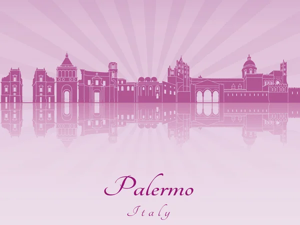 Skyline van Palermo in paarse stralende orchid — Stockvector