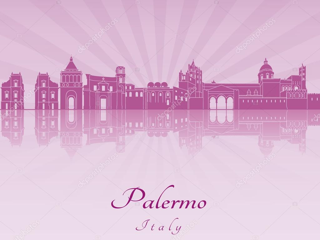 Palermo skyline in purple radiant orchid