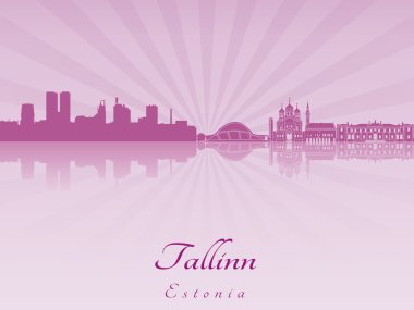 Tallinn manzarası içinde mor parlak orkide