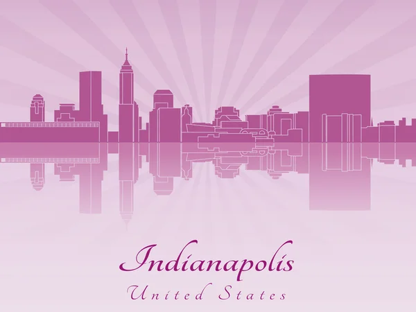 Panoramę Indianapolis w purpurowa orchidea promieniowania — Wektor stockowy