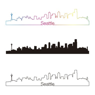 rainbow ile Seattle skyline doğrusal tarzı