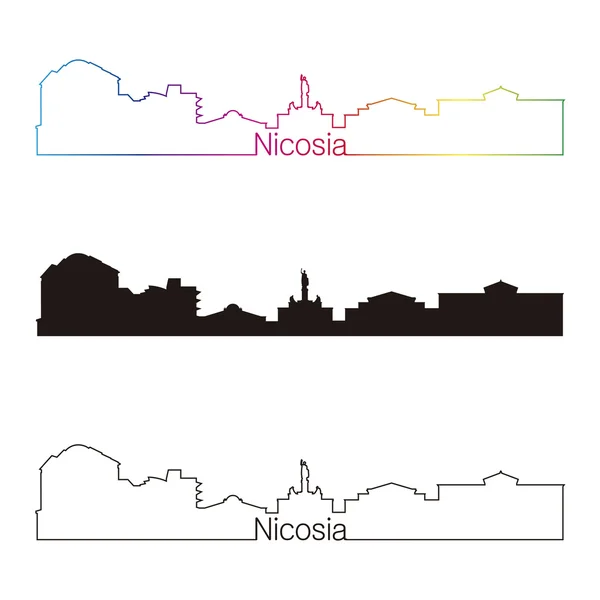 Nicosia skyline linear style with rainbow — Stock Vector