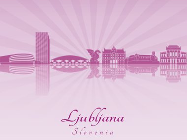 Ljubljana manzarası içinde mor parlak orkide