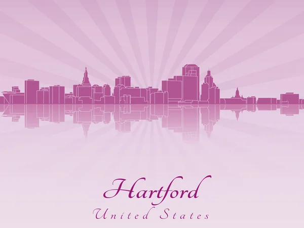 Hartford panoramę w purpurowa orchidea promieniowania — Wektor stockowy