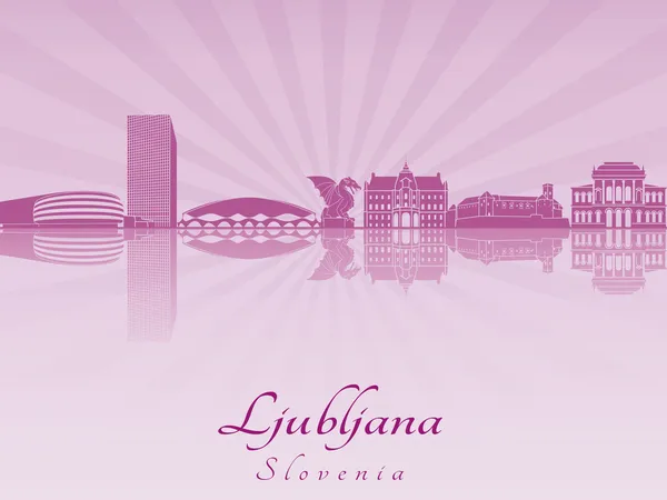 Die Skyline von Ljubljana in violett leuchtender Orchidee — Stockvektor