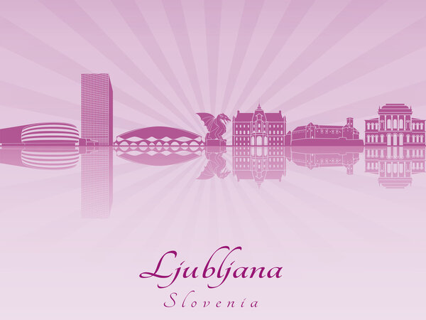 Ljubljana skyline in purple radiant orchid