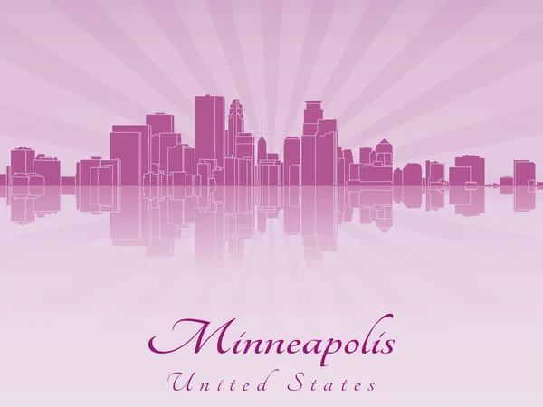 Skyline di Minneapolis in orchidea radiante viola — Vettoriale Stock