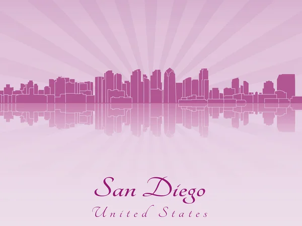 Сан-Дієго skyline у фіолетовий сяючою орхідея — стоковий вектор