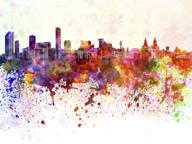 Liverpool skyline suluboya arka planda
