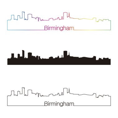 Birmingham skyline doğrusal stiliyle gökkuşağı