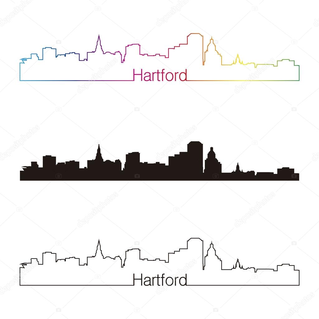 Hartford skyline linear style with rainbow