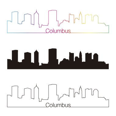 Columbus skyline doğrusal stiliyle gökkuşağı