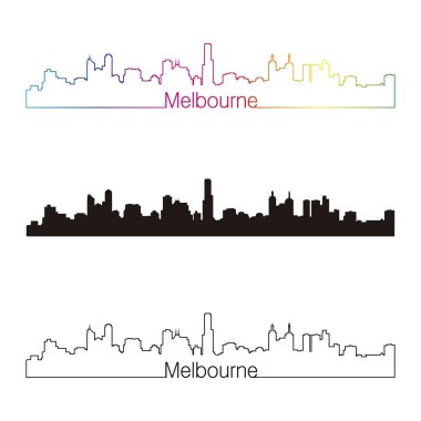 rainbow ile Melbourne silüeti doğrusal tarzı