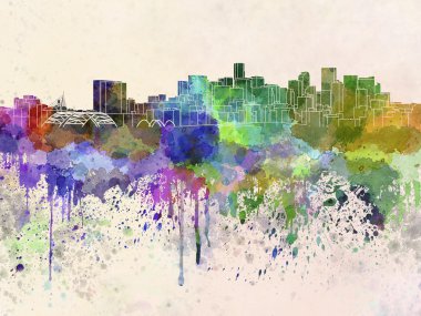Denver skyline suluboya arka planda