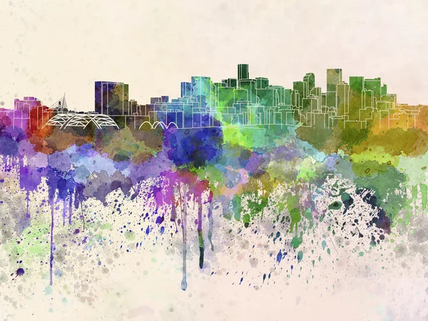 Denver skyline in watercolor background — Stock Photo, Image