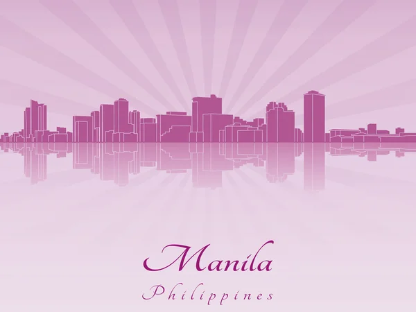 Manila panoramę w purpurowa orchidea promieniowania — Wektor stockowy