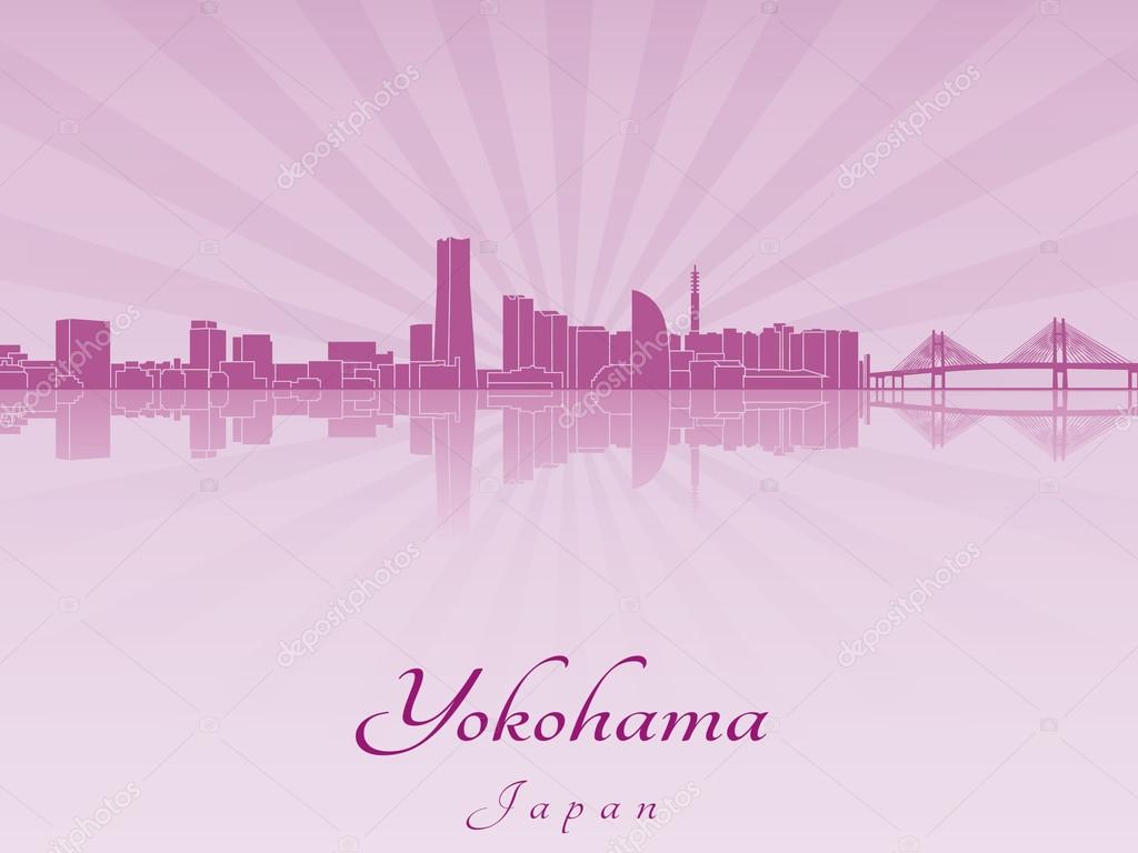 Yokohama skyline in purple radiant orchid