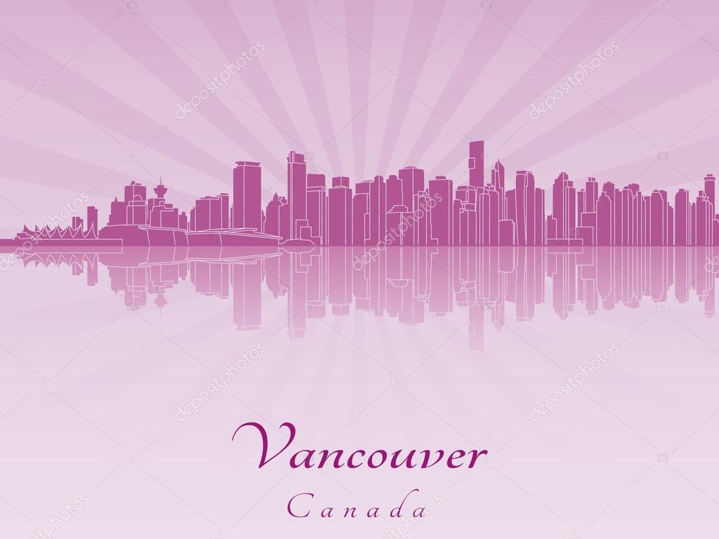 Vancouver skyline in purple radiant orchid