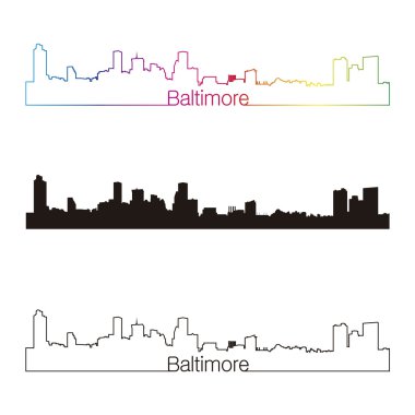 Baltimore skyline doğrusal stiliyle gökkuşağı