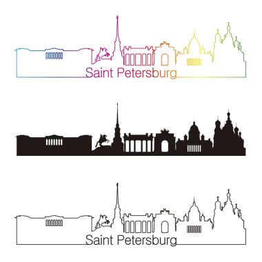Saint petersburg skyline doğrusal stiliyle gökkuşağı