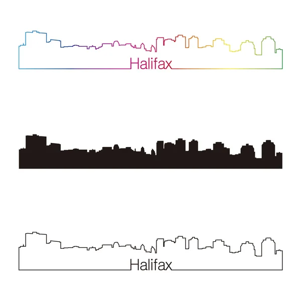 Stile lineare con skyline Halifax e arcobaleno — Vettoriale Stock