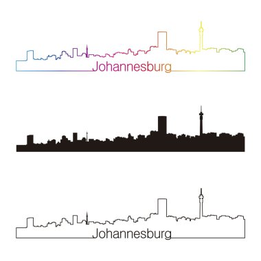 Johannesburg skyline linear style with rainbow clipart