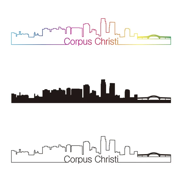 Corpus Christi skyline style linéaire avec arc-en-ciel — Image vectorielle