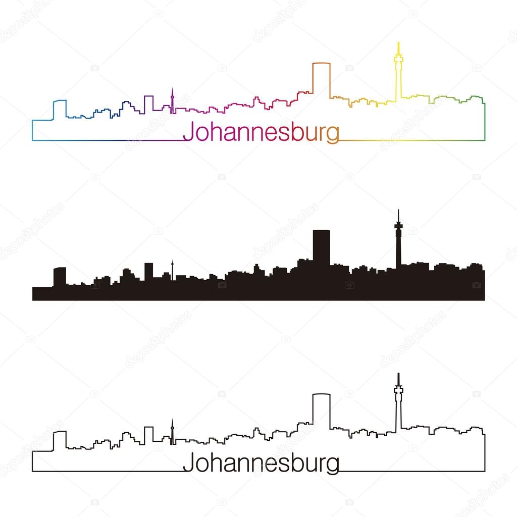 Johannesburg skyline linear style with rainbow