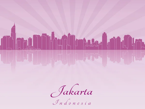 Jakarta panoramę w purpurowa orchidea promieniowania — Wektor stockowy